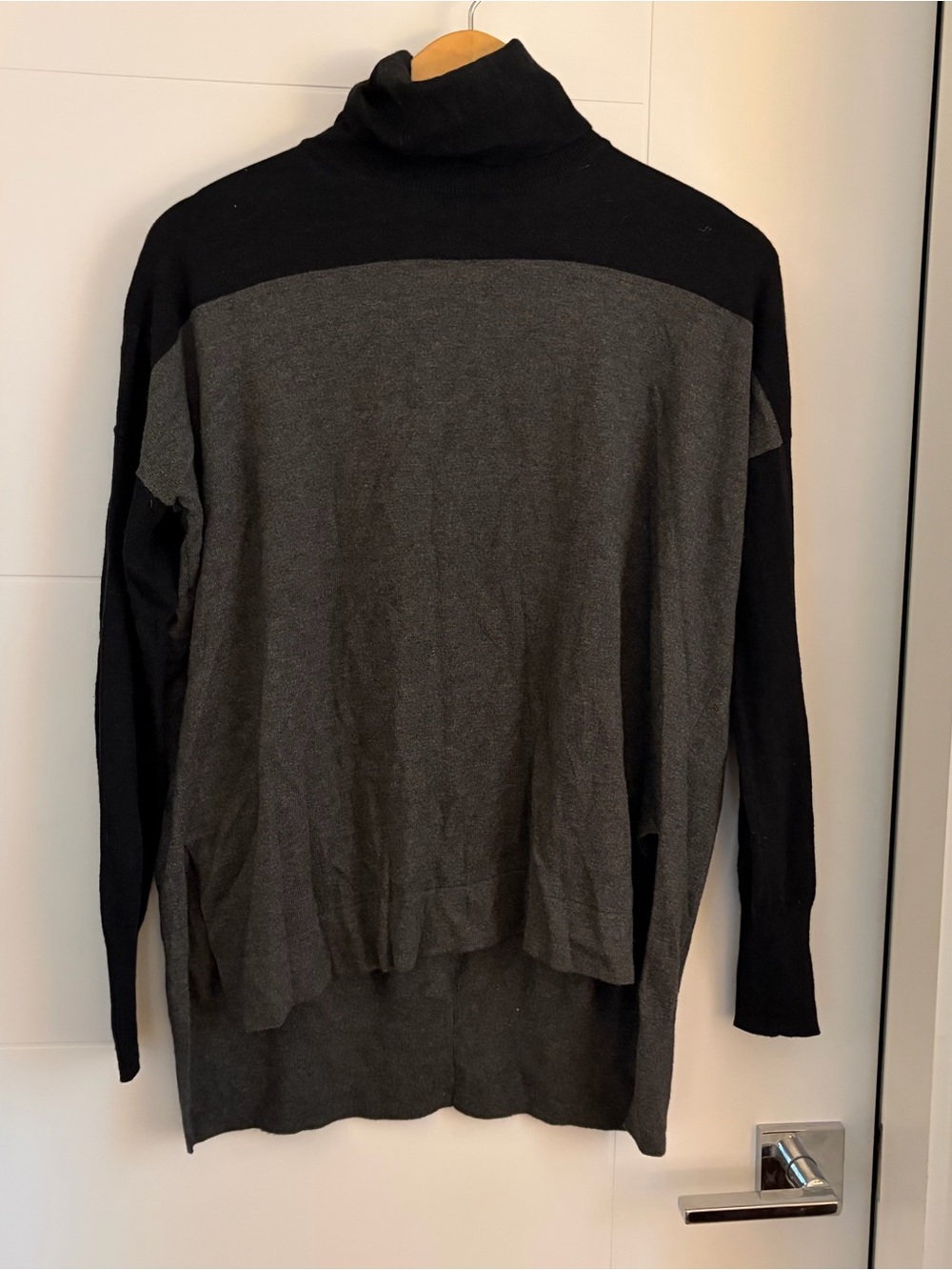 French Connection Two-Tone Black & Charcoal Turtleneck Sweater